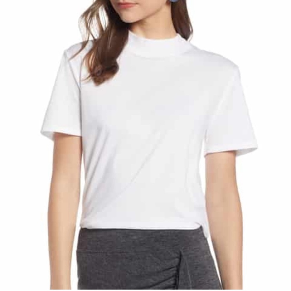 Something Navy Mock Neck Cotton Tee size M